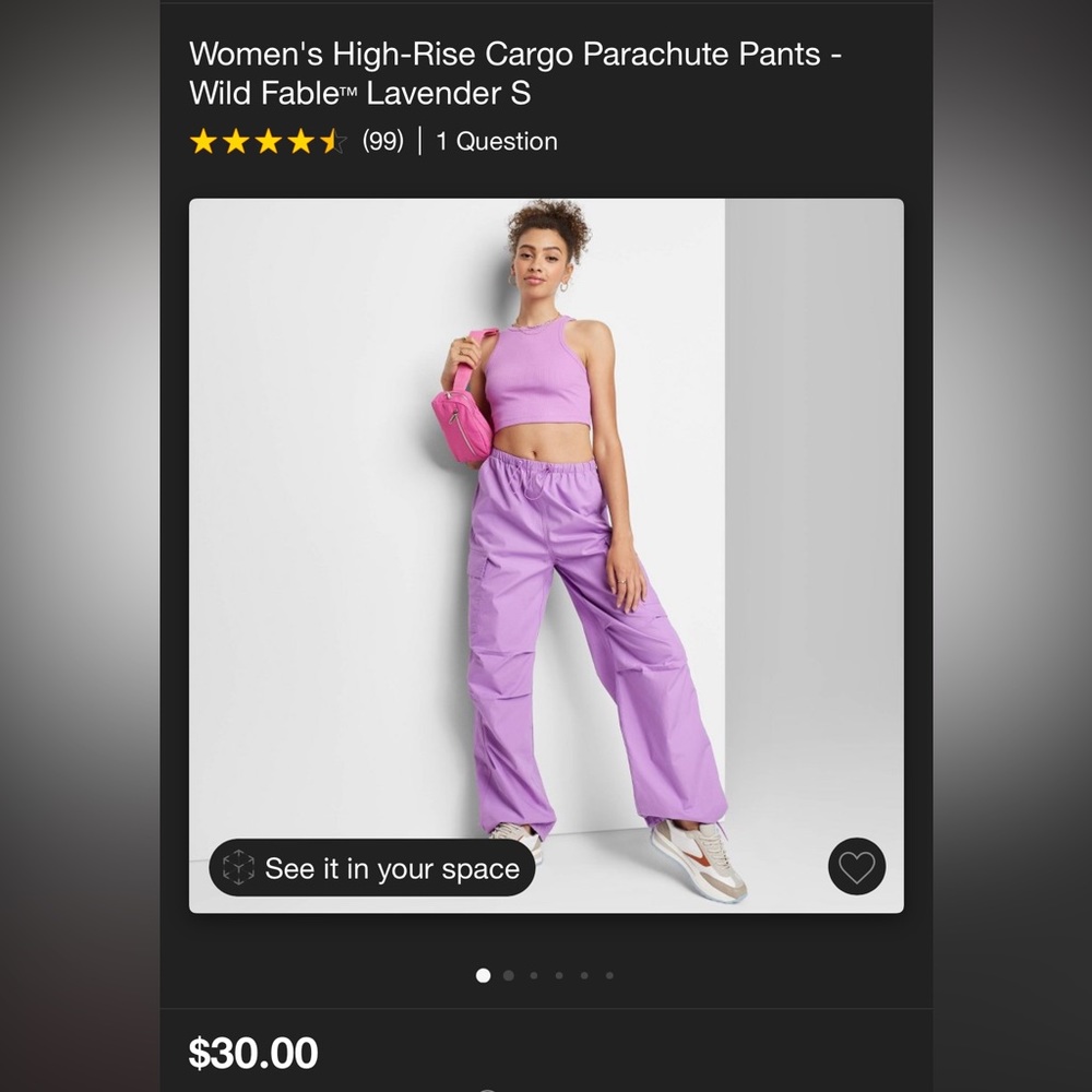 High rise cargo pants